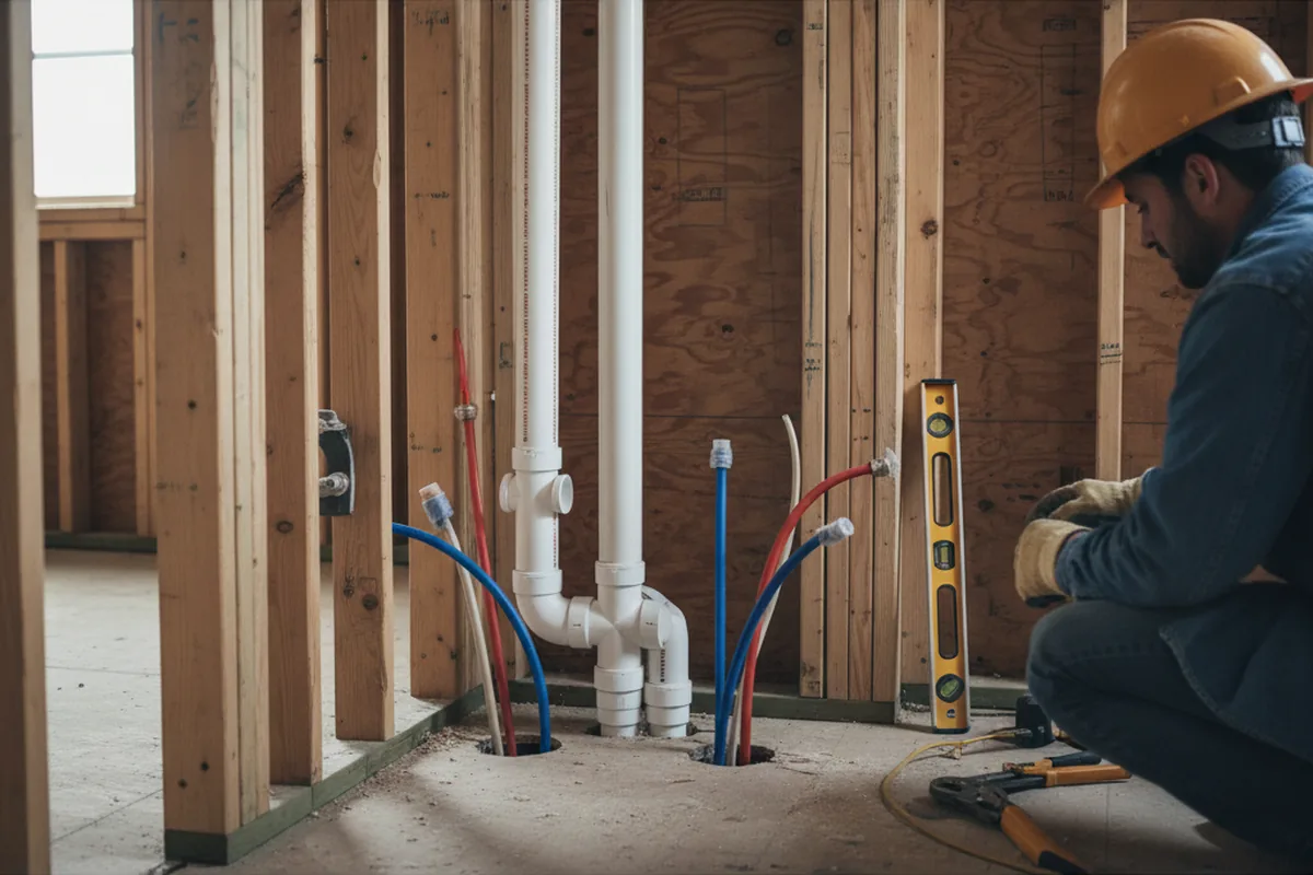 Drain and supply rough-in during Sump Pump Repair in Lake Ariel